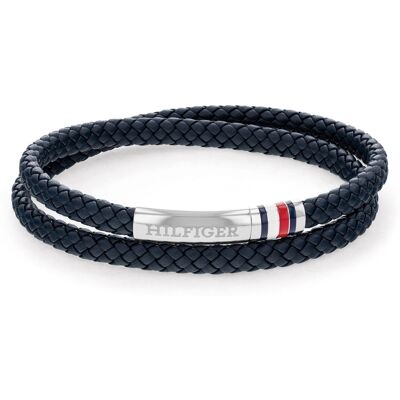 Tommy Hilfiger Brățară din piele albastră inchis cu fixare din oțel 2790549 Tommy Hilfiger Brățară din piele albastră inchis cu fixare din oțel 2790549