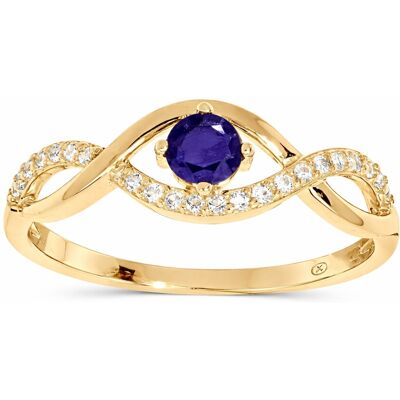 Kalace Inel fermecător cu topaz albastru placat cu aur PO/SR00716N 52 mm Kalace Inel fermecător cu topaz albastru placat cu aur PO/SR00716N 52 mm