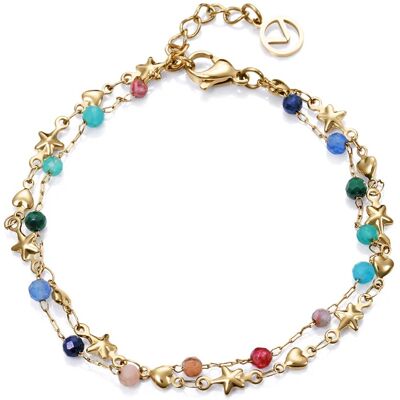 Viceroy Brățară dublă placată cu aur cu mărgele Kiss 14175P01019 Viceroy Brățară dublă placată cu aur cu mărgele Kiss 14175P01019