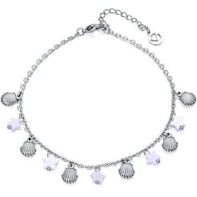 Viceroy Lănțișor din oțel sofisticat pentru gleznă, cu pandantive Kiss 14171T01000 Viceroy Lănțișor din oțel sofisticat pentru gleznă, cu pandantive Kiss 14171T01000