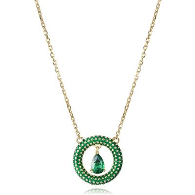 Viceroy Colier de lux placat cu aur cu zirconiu cubic verde 15122C100-32 Viceroy Colier de lux placat cu aur cu zirconiu cubic verde 15122C100-32
