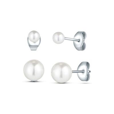 Vuch Set de cercei cu perle din oțel Kruwen Silver (2 perechi de cercei) Vuch Set de cercei cu perle din oțel Kruwen Silver (2 perechi de cercei)