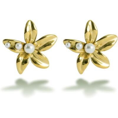 Victoria Walls Cercei în formă de floare și perle Virexia Gold VWE260672G Victoria Walls Cercei în formă de floare și perle Virexia Gold VWE260672G