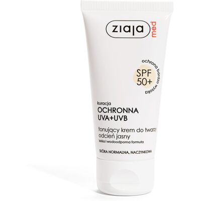 Ziaja Cremă facială tonifiantă pentru piele normală sau vene marite SPF 50+ nuanță deschisă (Tinted Cream) 50 ml Ziaja Cremă facială tonifiantă pentru piele normală sau vene marite SPF 50+ nuanță deschisă (Tinted Cream) 50 ml
