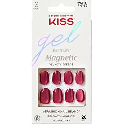 Set de Unghii cu Gel Magnetic KISS - Roșu Oval Scurt - unghii false Set de Unghii cu Gel Magnetic KISS - Roșu Oval Scurt - unghii false