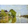 Fedkolor Reproducere pe pânză după Claude Monet - Houses on the Achterzaan, 90 x 60 cm multicolor