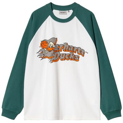 Carhartt WIP L/S Flaming Ducks Baseball T-S Bărbați - Tricouri Carhartt WIP - Alb - I034668_2QT_XX-M - Size: M Alb M male Carhartt WIP L/S Flaming Ducks Baseball T-S Bărbați - Tricouri Carhartt WIP - Alb - I034668_2QT_XX-M - Size: M Alb M male