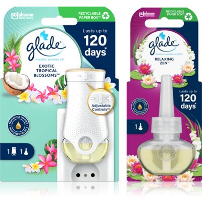 GLADE Electric scented oil Exotic Tropical Blossom + Relaxing Zen ambalaj economic 3 buc GLADE Electric scented oil Exotic Tropical Blossom + Relaxing Zen ambalaj economic 3 buc