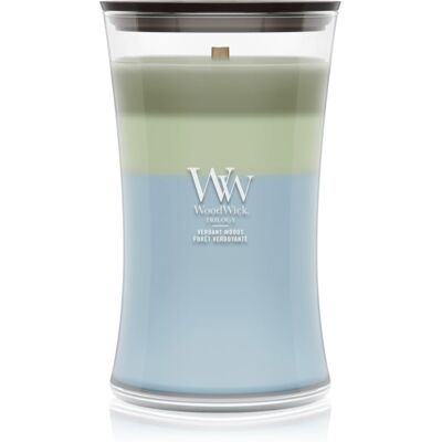 Woodwick Trilogy Verdant Woods lumânare parfumată cu fitil din lemn 610 g Woodwick Trilogy Verdant Woods lumânare parfumată cu fitil din lemn 610 g