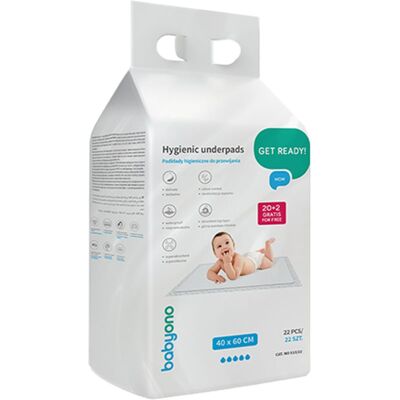 BabyOno Get Ready Hygienic Underpads suport pentru schimbat scutecele de unică folosință 40 x 60 cm 22 buc BabyOno Get Ready Hygienic Underpads suport pentru schimbat scutecele de unică folosință 40 x 60 cm 22 buc