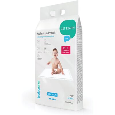 BabyOno Get Ready Hygienic Underpads suport pentru schimbat scutecele de unică folosință 60x90 cm 12 buc BabyOno Get Ready Hygienic Underpads suport pentru schimbat scutecele de unică folosință 60x90 cm 12 buc