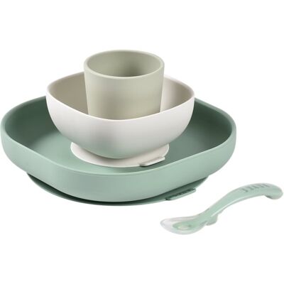 Set de veselă din silicon BEABA - Sos verde - 4 bucăți Set de veselă din silicon BEABA - Sos verde - 4 bucăți