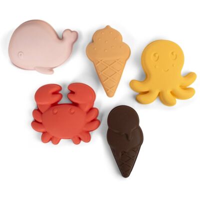 FILIBABBA Silicone Sand Toys Peach Mix jucărie pentru apă 5 buc FILIBABBA Silicone Sand Toys Peach Mix jucărie pentru apă 5 buc