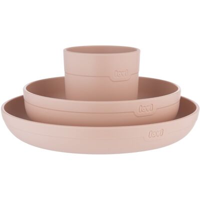 LOVI Tableware Set with Cup serviciu de masă pentru copii Nude 3 buc LOVI Tableware Set with Cup serviciu de masă pentru copii Nude 3 buc