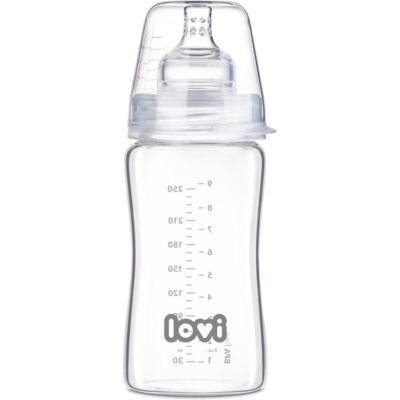 LOVI Glass biberon de sticlă 3m+ 250 ml LOVI Glass biberon de sticlă 3m+ 250 ml