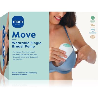 MAM Move pompă electrică, hands-free, pentru extragerea laptelui matern pentru sutien 1 buc MAM Move pompă electrică, hands-free, pentru extragerea laptelui matern pentru sutien 1 buc