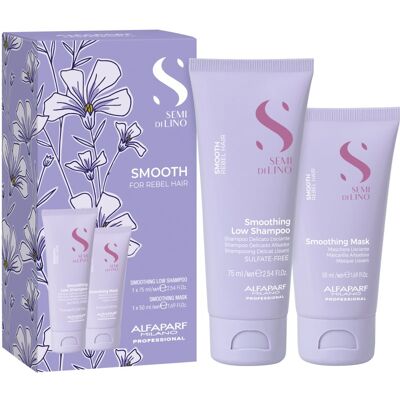 Alfaparf Milano Semi di Lino Smooth Minisize Kit - Set de călătorie pentru păr indisciplinat Alfaparf Milano Semi di Lino Smooth Minisize Kit - Set de călătorie pentru păr indisciplinat