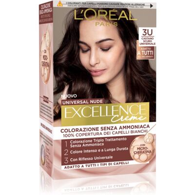 L’Oréal Paris Excellence Universal Nudes Culoare permanenta pentru par culoare 3U Castano Scuro Universale 1 buc L’Oréal Paris Excellence Universal Nudes Culoare permanenta pentru par culoare 3U Castano Scuro Universale 1 buc