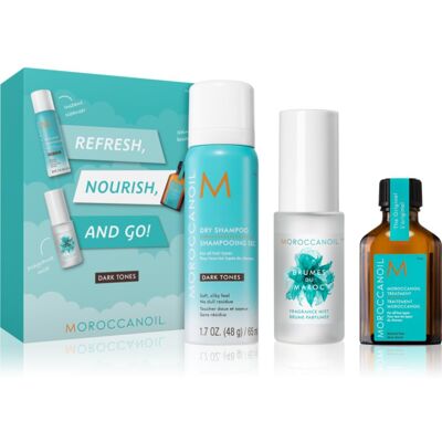 Moroccanoil Refresh, Nourish, and Go! (Dark Tones) set pentru părul închis la culoare pentru femei Moroccanoil Refresh, Nourish, and Go! (Dark Tones) set pentru părul închis la culoare pentru femei