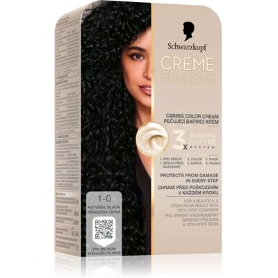 Schwarzkopf Creme Supreme Culoare permanenta pentru par culoare 1-0 Natural Black 60 ml Schwarzkopf Creme Supreme Culoare permanenta pentru par culoare 1-0 Natural Black 60 ml