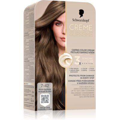 Schwarzkopf Creme Supreme Culoare permanenta pentru par culoare 7-42 Nude blonde 60 ml Schwarzkopf Creme Supreme Culoare permanenta pentru par culoare 7-42 Nude blonde 60 ml