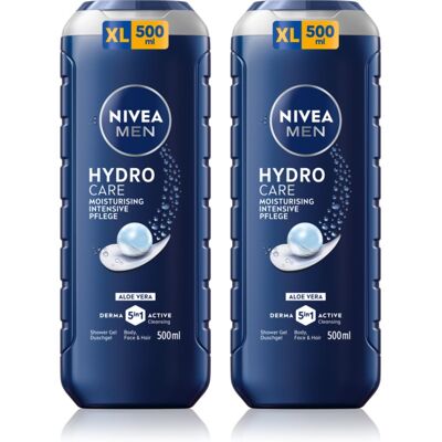 NIVEA MEN Hydrocare gel de dus pentru față, corp și păr ambalaj economic 2 x 500 ml NIVEA MEN Hydrocare gel de dus pentru față, corp și păr ambalaj economic 2 x 500 ml