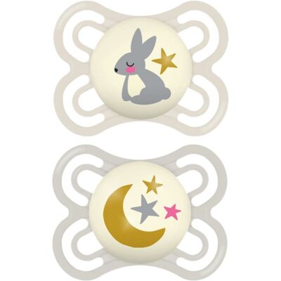 MAM Perfect Night 0+ months suzetă Beige/ Grey 2 buc MAM Perfect Night 0+ months suzetă Beige/ Grey 2 buc