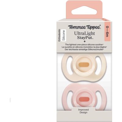Tommee Tippee Ultra Light Stay Put 0-6 m suzetă Girl 2 buc Tommee Tippee Ultra Light Stay Put 0-6 m suzetă Girl 2 buc
