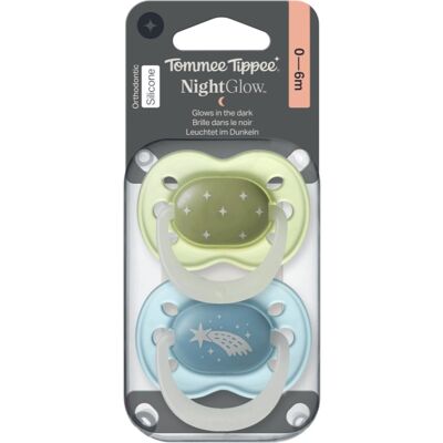 Tommee Tippee NightGlow Soother 0-6m suzetă Boy 2 buc Tommee Tippee NightGlow Soother 0-6m suzetă Boy 2 buc