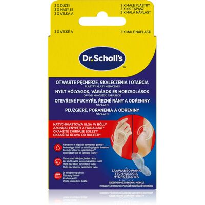 Scholl Dr. Scholl's Open Blisters, Cuts and Abrasions plasture hidroactiv pentru tratamentul leziunilor superficiale ale pielii 2x3 buc Scholl Dr. Scholl's Open Blisters, Cuts and Abrasions plasture hidroactiv pentru tratamentul leziunilor superficiale ale pielii 2x3 buc