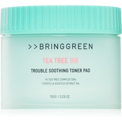 BRINGGREEN Tea Tree Cica Trouble Soothing Toner Pad dischete de tonifiere cu efect calmant 90 buc BRINGGREEN Tea Tree Cica Trouble Soothing Toner Pad dischete de tonifiere cu efect calmant 90 buc