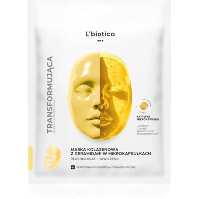 L’biotica Transforming Collagen Mask with Ceramides in Microcapsules masca de colagen pentru regenerarea și hrănirea tenului 1 buc L’biotica Transforming Collagen Mask with Ceramides in Microcapsules masca de colagen pentru regenerarea și hrănirea tenului 1 buc