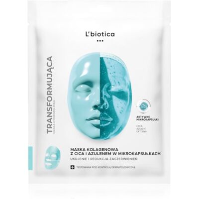 L’biotica Transforming Collagen Mask with CICA and Azulene in Microcapsules masca de colagen împotriva roșeții tenului 1 buc L’biotica Transforming Collagen Mask with CICA and Azulene in Microcapsules masca de colagen împotriva roșeții tenului 1 buc