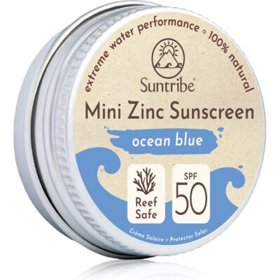 Suntribe Mini Zinc Sunscreen crema de fata cu minerale pentru protectie SPF 50 Ocean Blue 15 g Suntribe Mini Zinc Sunscreen crema de fata cu minerale pentru protectie SPF 50 Ocean Blue 15 g