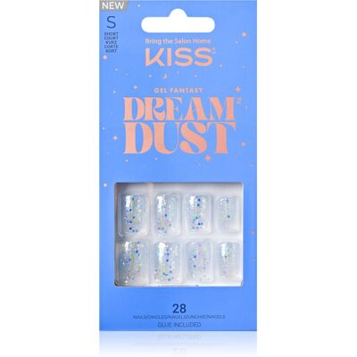 Kiss Dream Dust Gel Fantasy unghii false albe și albastre - 28 bucăți Kiss Dream Dust Gel Fantasy unghii false albe și albastre - 28 bucăți