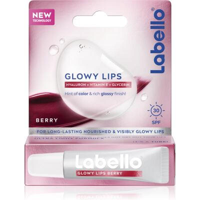 Labello Glowy Lips Berry balsam de buze colorat cu acid hialuronic SPF 30 10 ml Labello Glowy Lips Berry balsam de buze colorat cu acid hialuronic SPF 30 10 ml