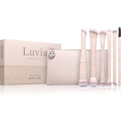 Luvia Cosmetics Duo Voyage set de pensule cu husă Nude Aura Luvia Cosmetics Duo Voyage set de pensule cu husă Nude Aura