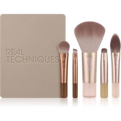 Real Techniques New Nudes On The Glow Mini Brush Kit set perii machiaj pentru călătorii 6 buc Real Techniques New Nudes On The Glow Mini Brush Kit set perii machiaj pentru călătorii 6 buc