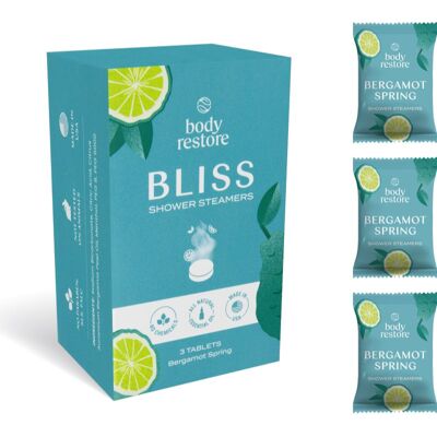 Body Restore Bliss Shower Steamers tablete pentru duș parfum Bergamot Spring 3 buc Body Restore Bliss Shower Steamers tablete pentru duș parfum Bergamot Spring 3 buc