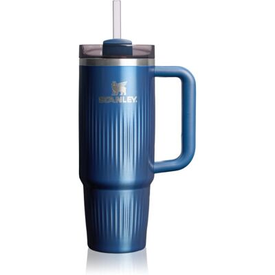 Stanley Quencher H2.O FlowState™ Fluted Tumbler pahar din oțel inoxidabil cu pai medium Glacial Blue Shine 890 ml Stanley Quencher H2.O FlowState™ Fluted Tumbler pahar din oțel inoxidabil cu pai medium Glacial Blue Shine 890 ml