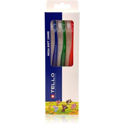 TELLO Kids 10400 Mega Soft periuțe de dinți pentru copii 2-7 3 buc TELLO Kids 10400 Mega Soft periuțe de dinți pentru copii 2-7 3 buc