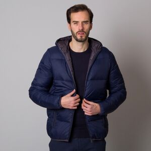 Jachetă bărbătească matlasată de culoare bleumarin, cu glugă 13360 XXL