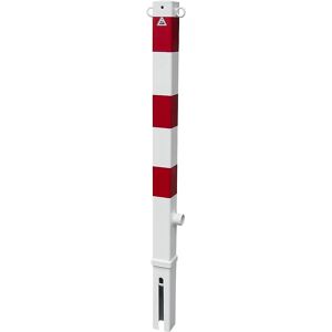 kaiserkraft Stâlp de blocare, 70 x 70 mm, alb / roșu, detașabil, cu 2 urechi