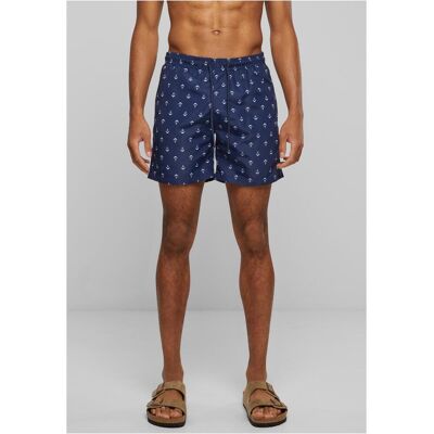 Urban Classics Patterned swimsuit shorts anchor/navy albastru M male Urban Classics Patterned swimsuit shorts anchor/navy albastru M male