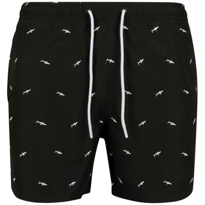 Urban Classics Men's swimwear with embroidery shark/black/white negru L male Urban Classics Men's swimwear with embroidery shark/black/white negru L male