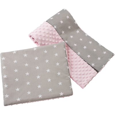 Medi Partners Quilt 75x100 + pillow 35x30 cotton + minky – White stars on gray + light pink minky gri 75x100 unisex Medi Partners Quilt 75x100 + pillow 35x30 cotton + minky – White stars on gray + light pink minky gri 75x100 unisex