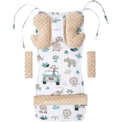 Medi Partners Stroller insert in a 4-piece set - Mint Zoo + beige Minky alb One size unisex Medi Partners Stroller insert in a 4-piece set - Mint Zoo + beige Minky alb One size unisex