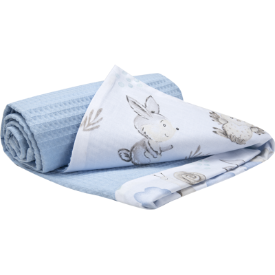 Medi Partners Blanket 75x100 cotton + cotton Waffle – Deer and hedgehog + light blue Waffle gri 75x100 unisex Medi Partners Blanket 75x100 cotton + cotton Waffle – Deer and hedgehog + light blue Waffle gri 75x100 unisex