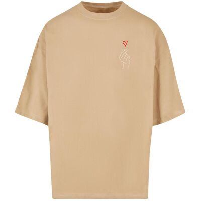 MERCHCODE Tricou Oversize K Heart Huge Bej pentru Bărbați MERCHCODE Tricou Oversize K Heart Huge Bej pentru Bărbați