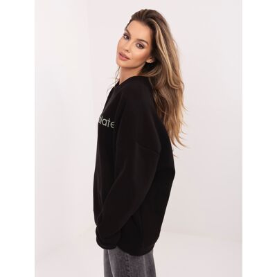 RUE PARIS Hanorac supradimensionat negru și verde cu broderie negru One size male RUE PARIS Hanorac supradimensionat negru și verde cu broderie negru One size male